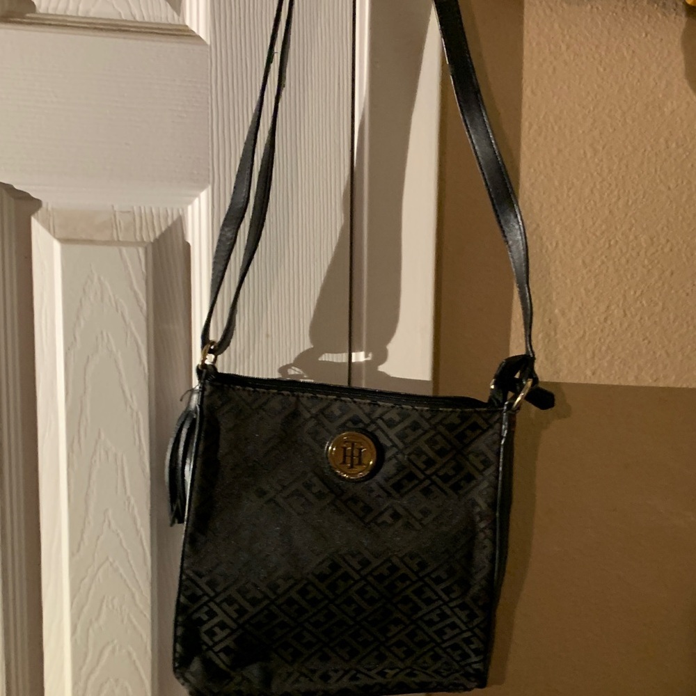 Tommy Hilfiger Black Crossbody Bag with Gold Logo